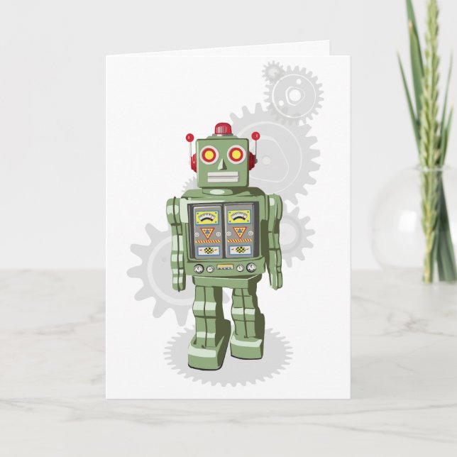 Mekaniskt födelsedagskort Leksak Robot Kort (Framsida)