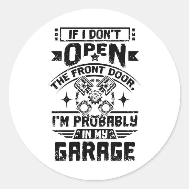Mekaniskt garage runt klistermärke (Framsida)