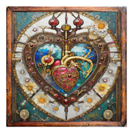 Mekaniskt hjärta anatomisk Steampunk-serie Fototryck