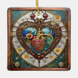 Mekaniskt hjärta anatomisk Steampunk-serie Julgransprydnad Keramik