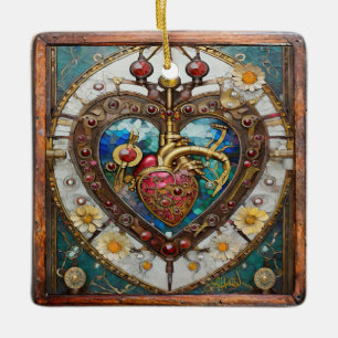Mekaniskt hjärta anatomisk Steampunk-serie Julgransprydnad Keramik