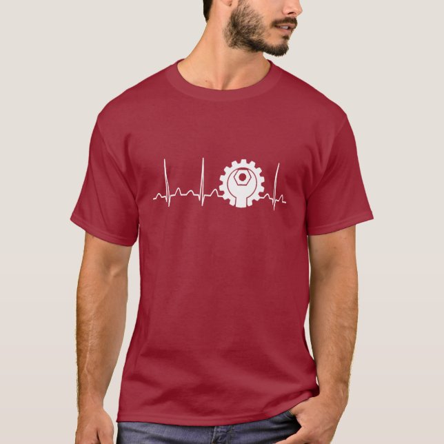 Mekaniskt ingenjörhjärtslag t shirt (Framsida)