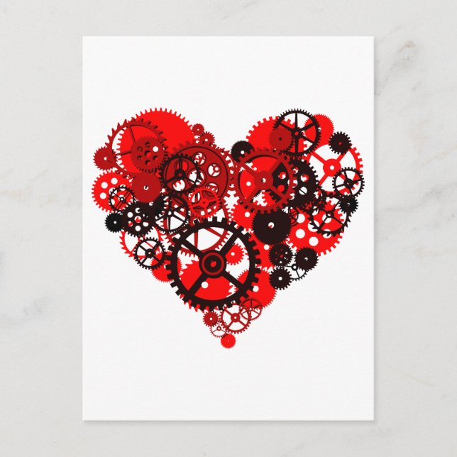 MEKANISKT STEAMPUNK HEART VYKORT (Framsida)