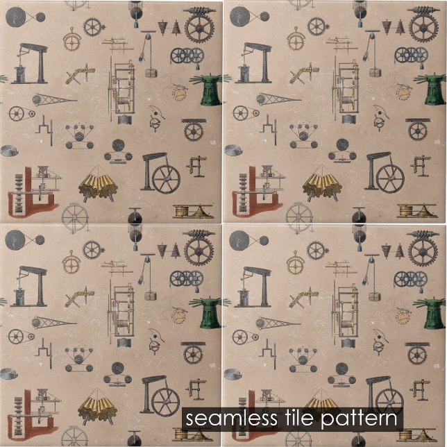 Mekaniskt vetenskapligt sjölöst antibiotikum kakelplatta (Antique Engineering Mechanical Scientific Seamless Ceramic Tile)