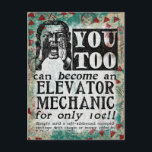 Mekaniskt vykort för höjdpunktsmekanism - Lustigt<br><div class="desc">Mekanisk reklam för vintage i turkos, akvarier, rött och svart. Arty, lustigt, färglöst och roligt, det är en underbar gåva och kommer säkert att ge mottagaren leenden och skratt.</div>