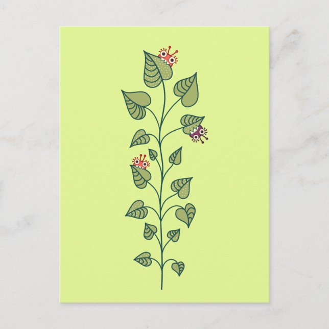 Mekanismer för Cute Vår Grönt Vykort (Framsida)