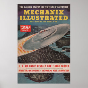 Mekanix Illustrated Vintage Pulp Magazine UFO C Poster