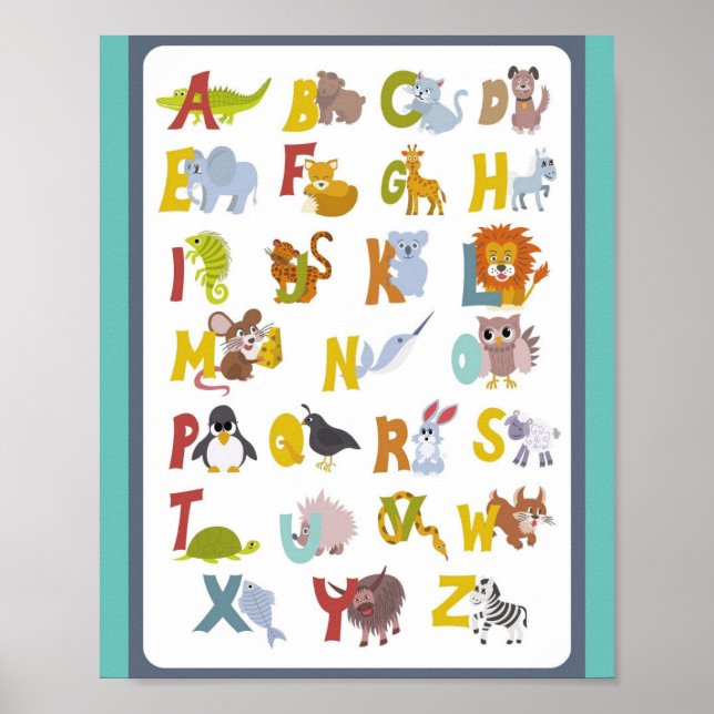 MEKIMI - Cute Animal Alphabet Poster (Framsidan)