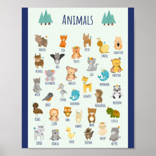 MEKIMI - Färgfulla, Illustrerade djur Poster