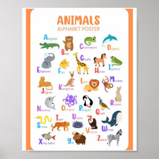 MEKIMI - Illustrativt alfabet för djur Poster