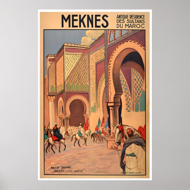 Meknes Art Marocko Resa Poster Print Marockansk (Framsidan)