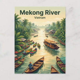Mekong River Delta Kryssning Vietnam Vykort