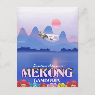 Mekong River Kambodja Vacation poster Vykort