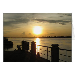 Mekong River Sunset ... Nong Khai, Isaan, Thailand Hälsningskort