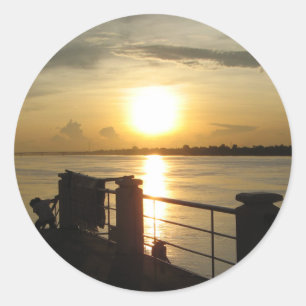 Mekong River Sunset ... Nong Khai, Isaan, Thailand Runt Klistermärke
