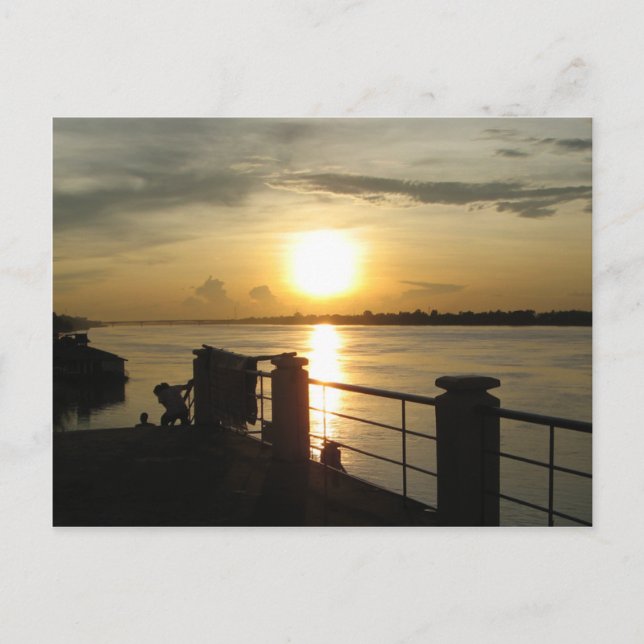 Mekong River Sunset ... Nong Khai, Isaan, Thailand Vykort (Framsida)