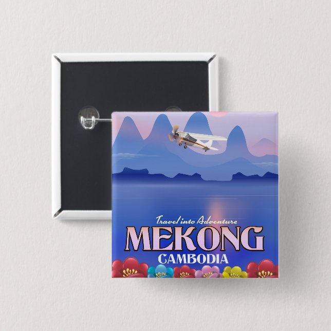 Mekongfloden Cambodia Semester affisch Knapp (Framsida & baksida)