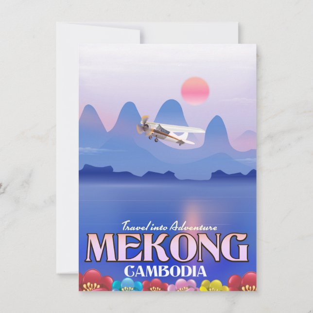 Mekongfloden Kambodja Semester affisch Inbjudningar (Baksida)