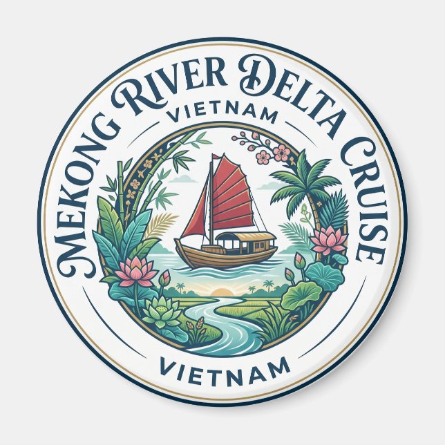Mekongflodens delta Vietnam Magnet (Framsidan)