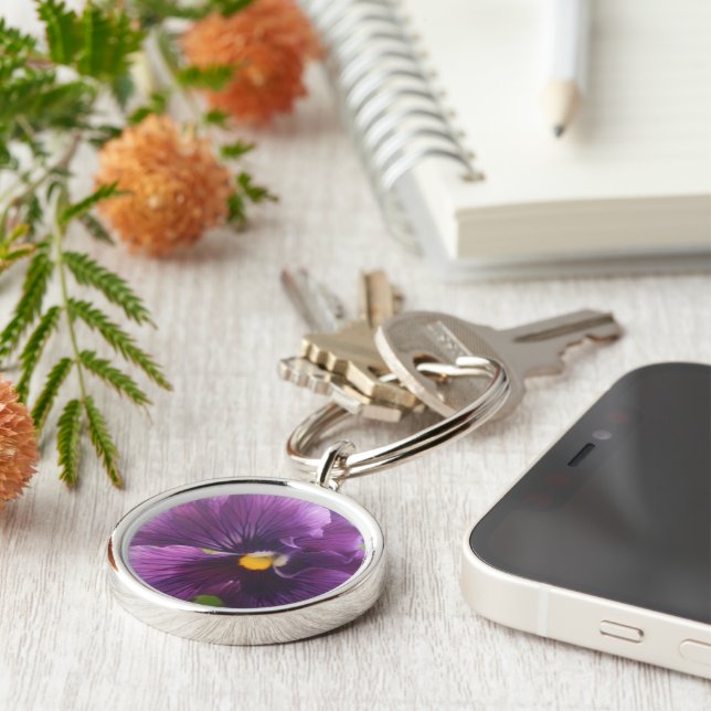 Mekteld Rund Silverfärgad Nyckelring (Sidan)