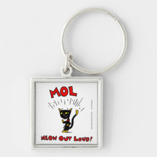 Mel "MOL: MEOW OUT LOUD"-nyckelkedja Fyrkantig Silverfärgad Nyckelring