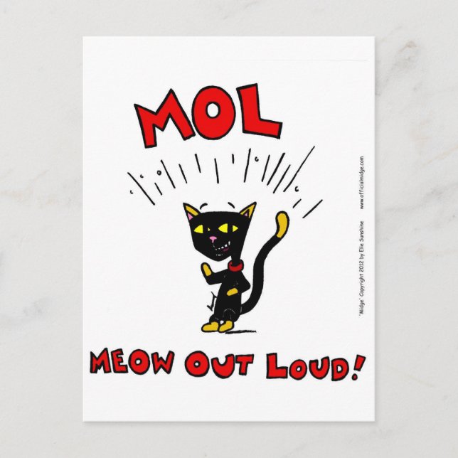 Mel "MOL: MEOW OUT LOUD" vykort (Framsida)