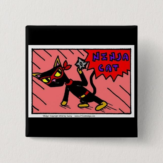 Mel NINJA Cat Button Knapp (Framsida)