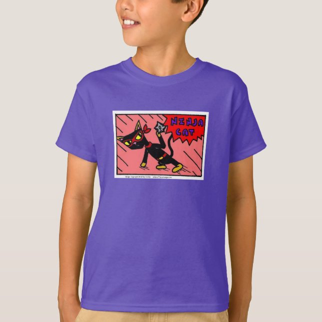 Mel NINJA CAT Kids Basic T-Shirt (Framsida)