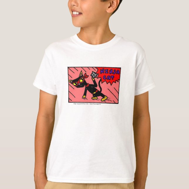 Mel NINJA CAT Kids Ringer T-Shirt (Framsida)