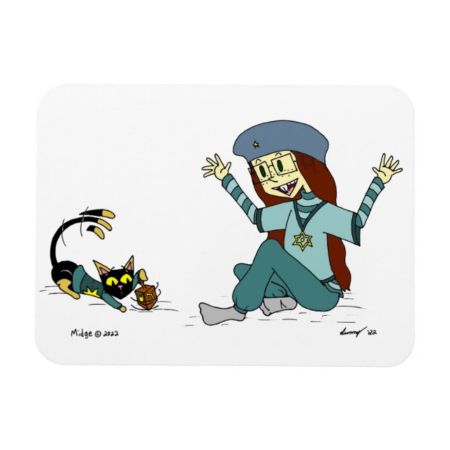 Mel the Cat and Maizy Hanukkah Magnet (Horisontell)