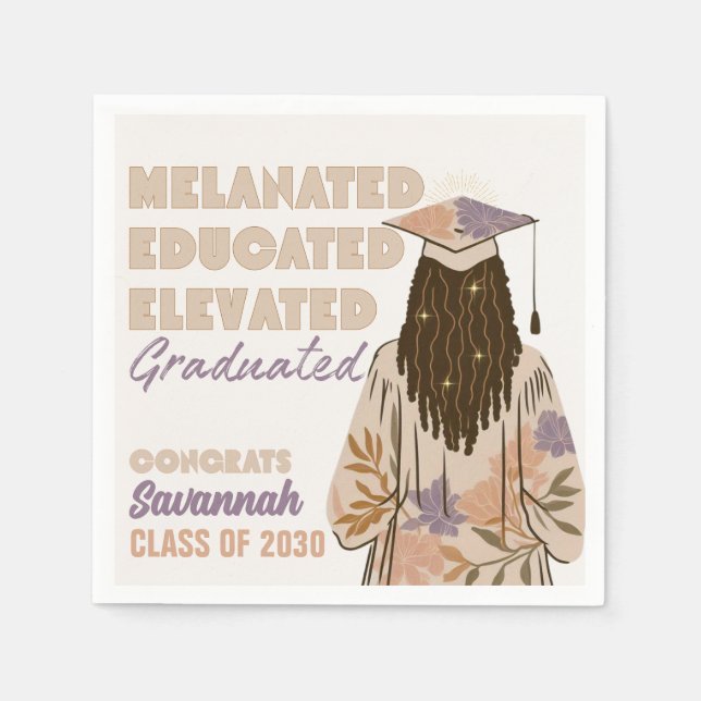 Melanated Educated Elevated Graduated Pappersservett (Framsidan)