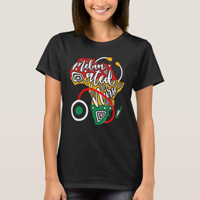 Melanated Nurse African Flag Stethoscope Black His T Shirt (Framsida)