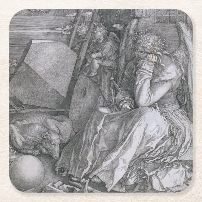 Melancholia, Albrecht Durer Underlägg Papper Kvadrat (Framsidan)