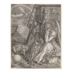 Melancholia I, Engrave av Albrecht Durer Fototryck