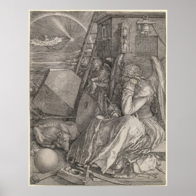 Melancholia I, Engrave av Albrecht Durer Poster (Framsidan)