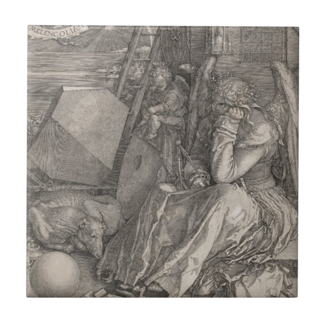 Melancholia mig och att inrista vid Albrecht Durer Kakelplatta (Framsidan)