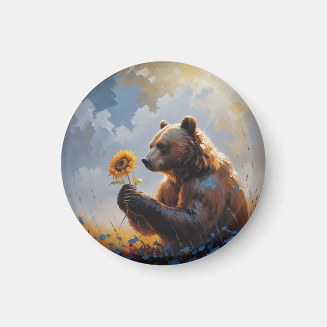 Melancholiskt Bear Oljemålning | Dreamlike Art Magnet (Framsidan)