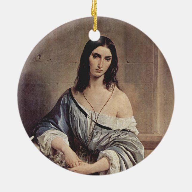 Melancholthoughts (av Francesco Hayez) Julgransprydnad Keramik (Baksidan)