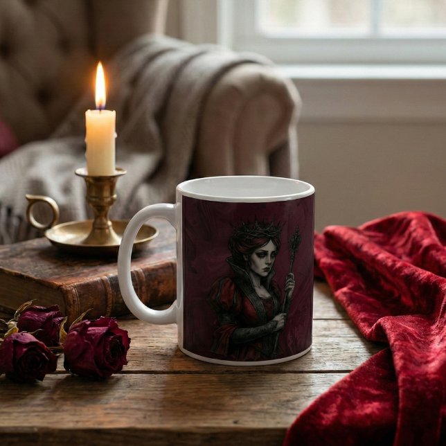 Melancholy Court Queen and Knight Gothic Fantasy Kaffemugg (Skapare uppladdad)
