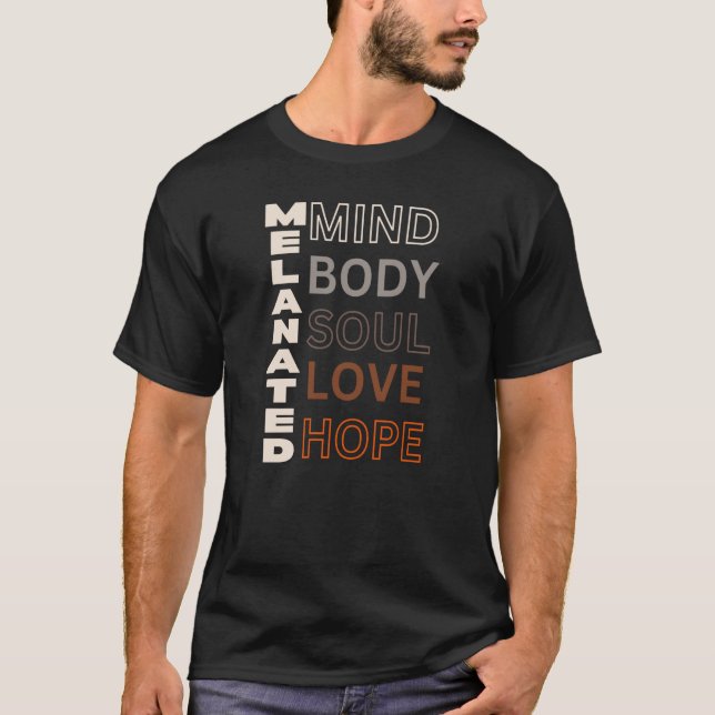 Melanerad sinne kropp själ kärlek hopp t shirt (Framsida)
