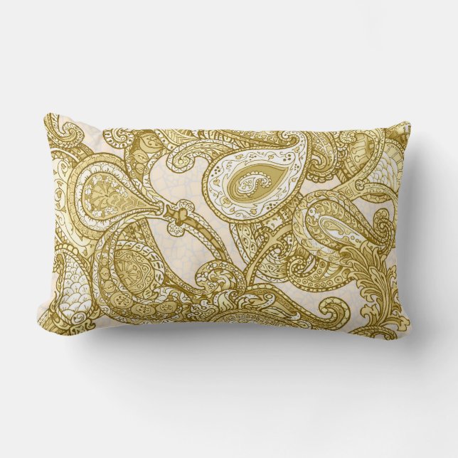 Melange Paisley i guld Lumbarkudde (Framsida)