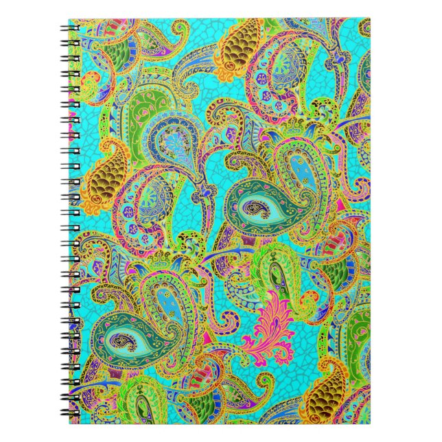 Melange paisley i turkos och grönt anteckningsbok (Framsidan)
