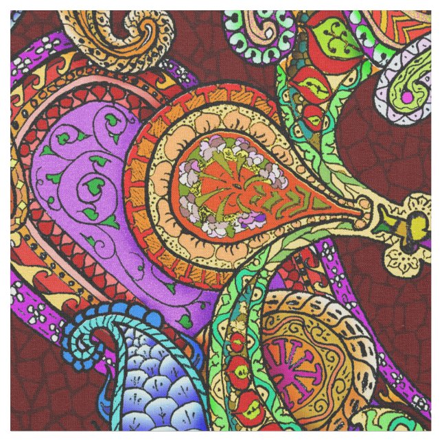 Melange stora paisley tyg (Närbild)