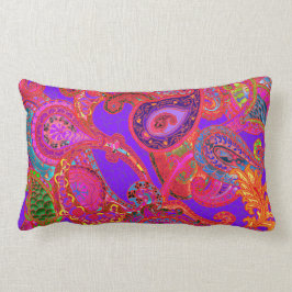 Melangen Paisley i lilor och Fuschia kudder Lumbarkudde
