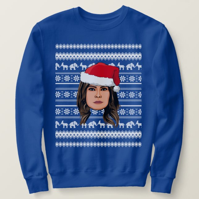 MELANIA TRUMP-jul Lång Ärmad Tröja (Design framsida)