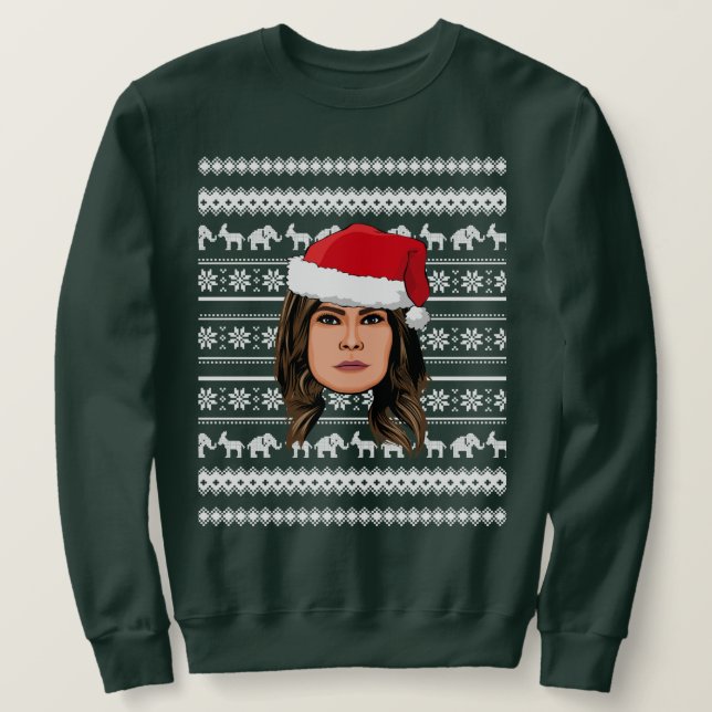 MELANIA TRUMP-jul Lång Ärmad Tröja (Design framsida)
