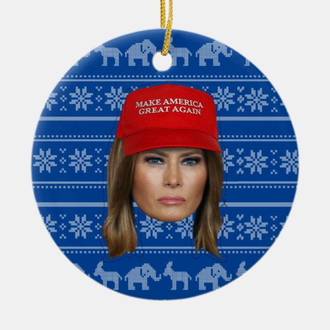 Melania Trump MAGA-jul Julgransprydnad Keramik (Framsidan)
