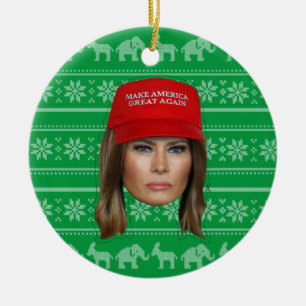 Melania Trump MAGA-jul Julgransprydnad Keramik