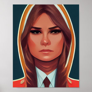 Melania Trump Tecknad Stil Poster