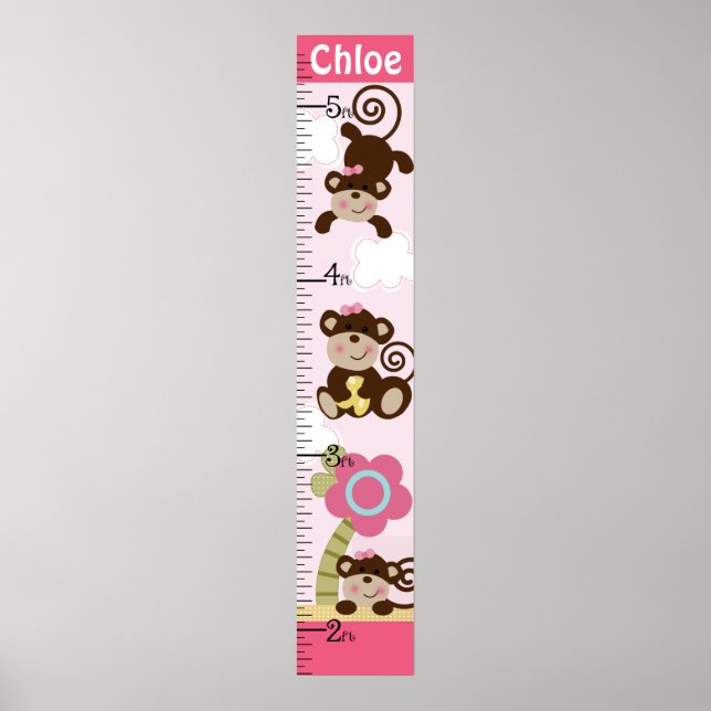 Melanie Monkey Girl Growth Chart Behålla 8 x 44! Poster (Framsidan)